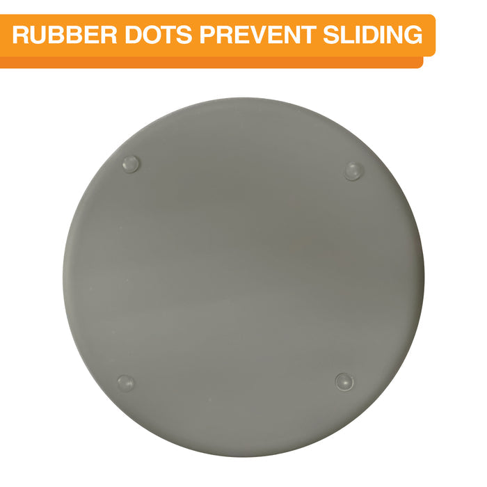 Bottom view of Hungry Cat Bowl. Silicone bottom with rubber dots to prevent sliding. Image on a white background.