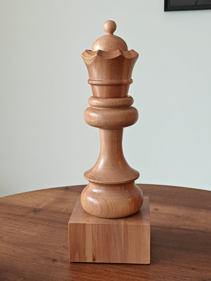 Puchar szachowy drewniany - Biały Hetman (35 cm)