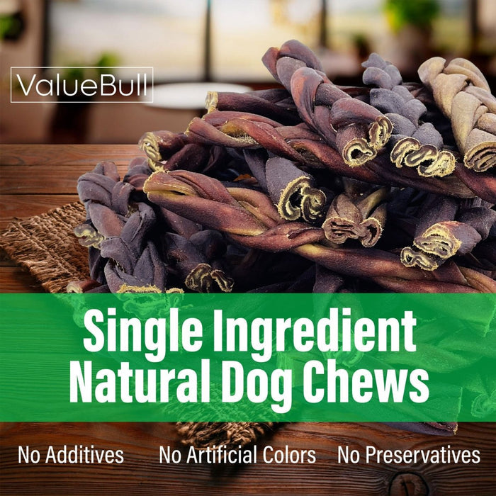 ValueBull Beef Collagen Braids for Dogs, 6 Inch Medium Chews, 25 Count Bulk Pack - Medium - 25 Braids