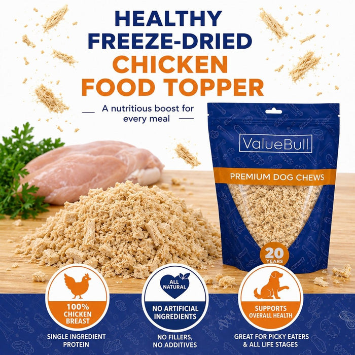 ValueBull USA Freeze Dried Chicken Breast Food Topper for Dogs & Cats, 2 Pound - 2