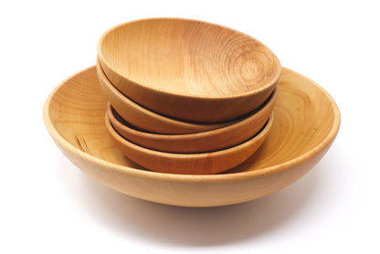 wooden salad bowl set - 5 piece hard maple