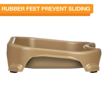 Side view of Big Bowl showing rubber feet on all four legs. Text on screen reads: Rubber feet prevent sliding.