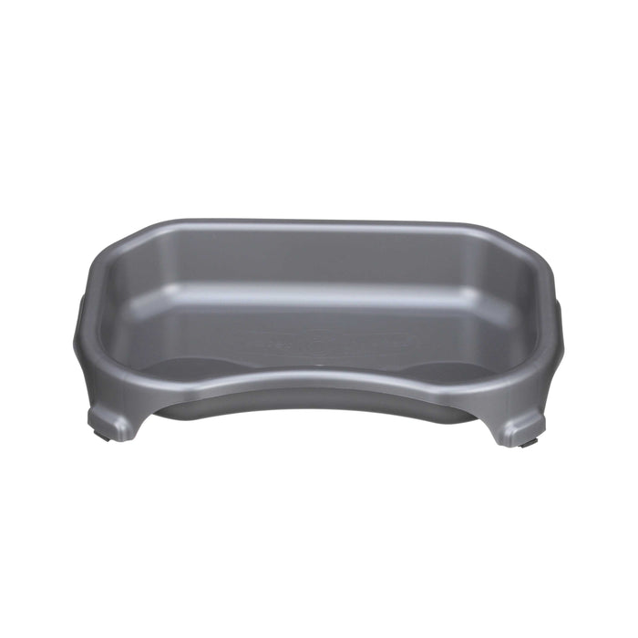 Small Little Big Bowl Cat in Gunmetal Grey front view on a white background.