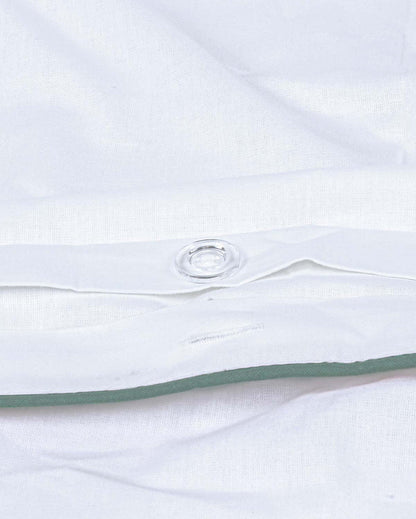 Classic Percale - Core Bedding Set - White with Jade Green Piped Edge