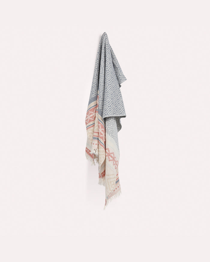Cotton Ethnic Peshtemal Towel - Navy Blue