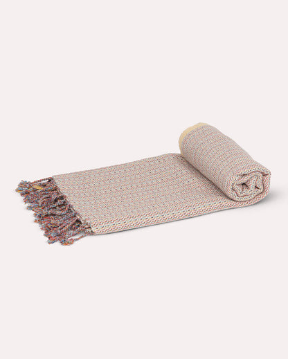 Cotton Meander Peshtemal Towel - Ecru