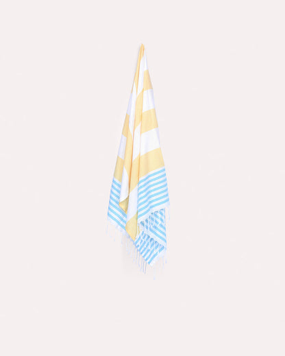 Cotton Peshtemal Towel-Blue & Yellow