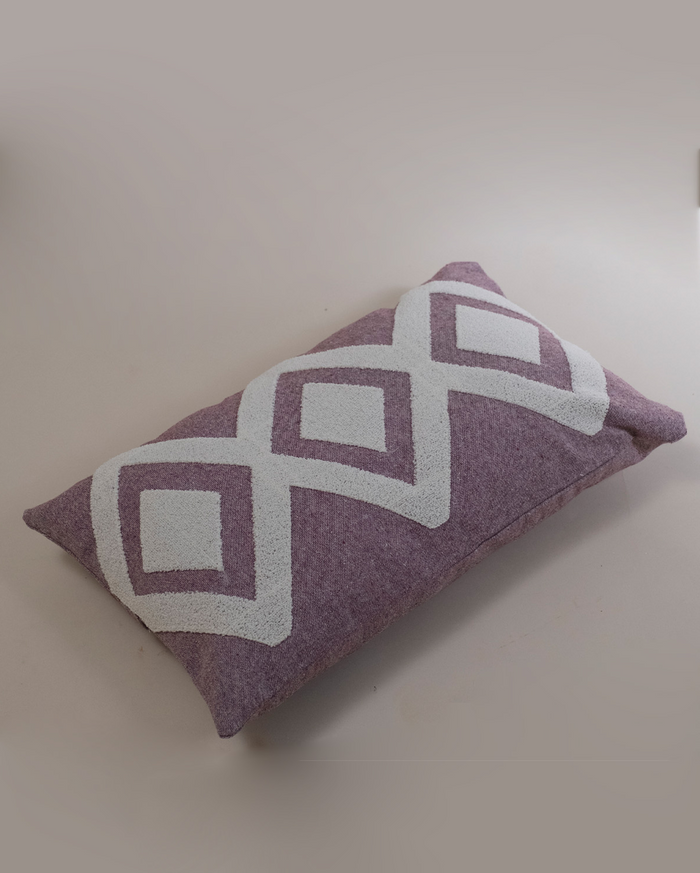 Embroidered Cushion Cover - Pink & Ecru (-)