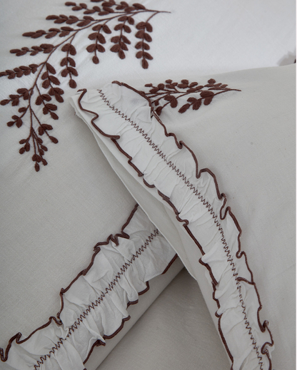 Embroidered Duvet Cover Set - White
