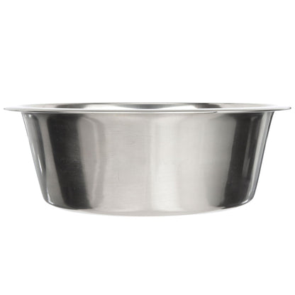 Side view of 12 12-cup stainless steel pet bowl against a white background.