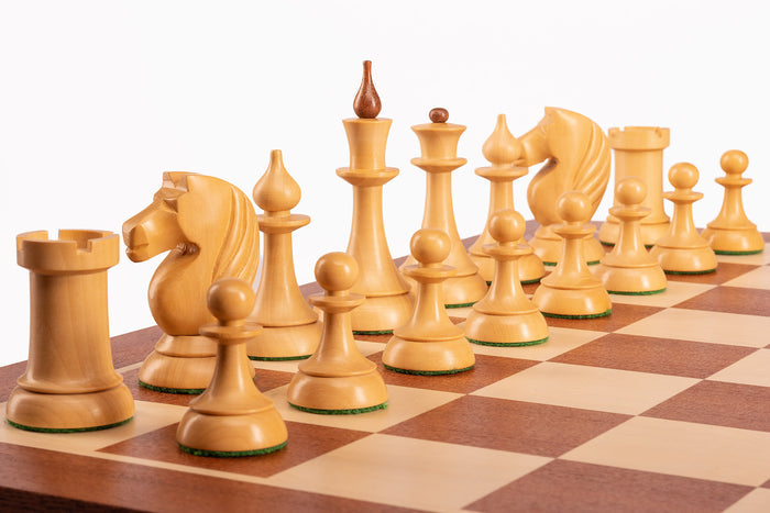Figury szachowe Queen's Gambit 1957 akacja indyjska 3,75 cale