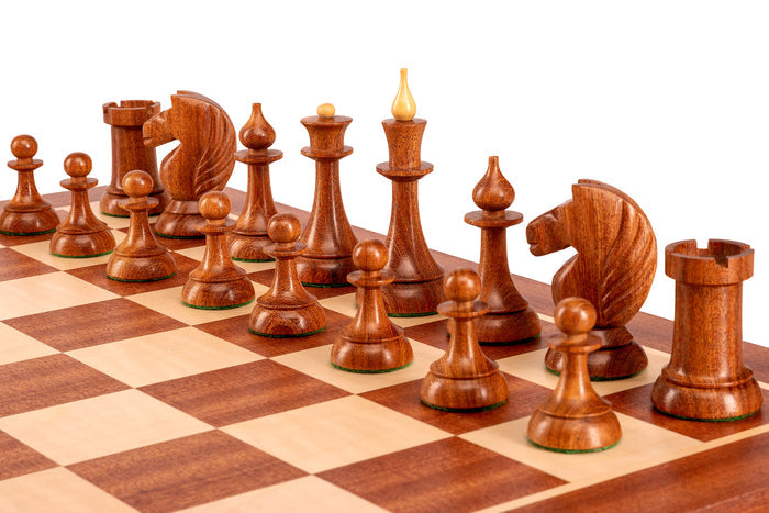 Figury szachowe Queen's Gambit 1957 akacja indyjska 3,75 cale