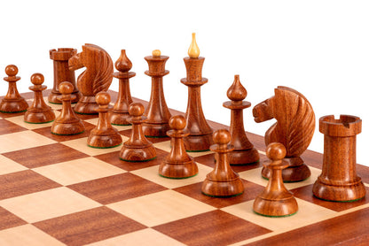 Figury szachowe Queen's Gambit 1957 akacja indyjska 3,75 cale