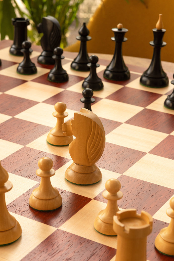 Figury szachowe Queen's Gambit 1957 Bukszpan hebanizowany 4 cale