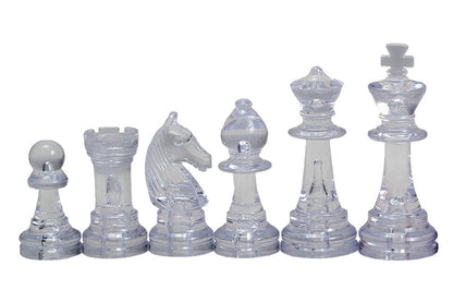 Figury szachowe Staunton nr 6, transparentno-bursztynowe (król 96 mm)