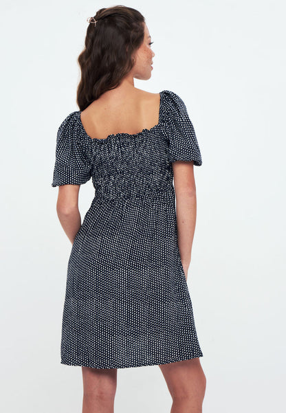Herita Printed Smock Dress black white