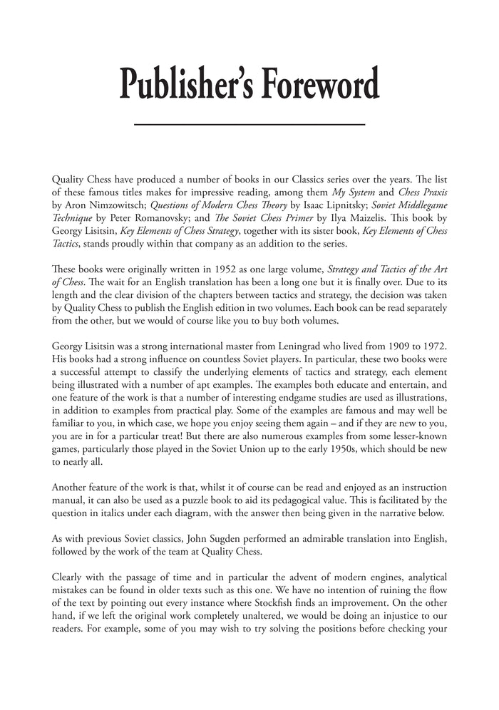 Key Elements of Chess Strategy by Georgy Lisitsin (twarda okładka)