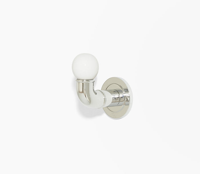 Moderna Single Hook White Porcelain