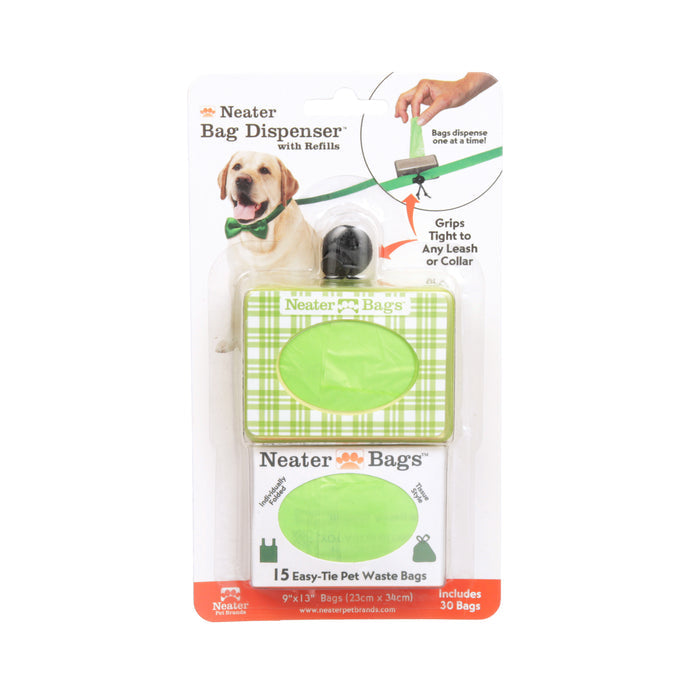 Neater Bag Dispenser green plaid on a white background.pattern