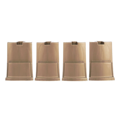 Four champagne large leg extensions in a line on a white background.