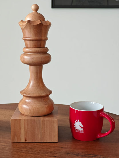 Puchar szachowy drewniany - Biały Hetman (35 cm)