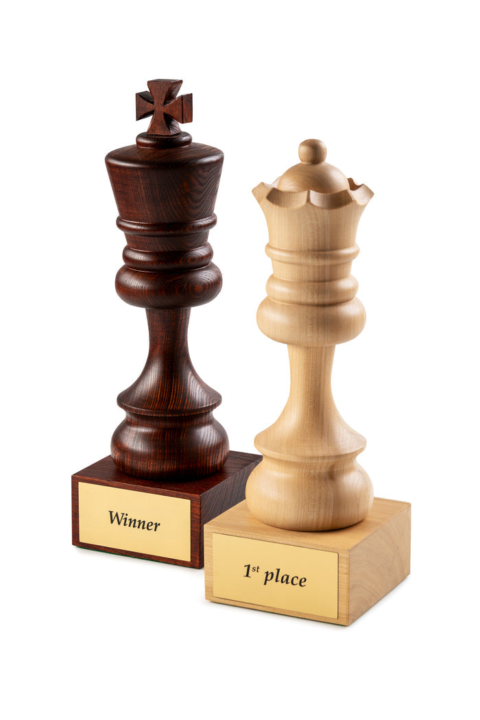 Puchar szachowy drewniany - Biały król (37 cm)