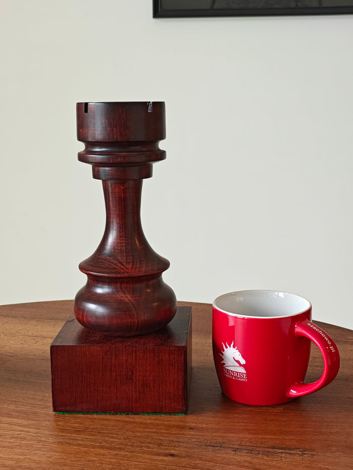 Puchar szachowy drewniany - Czarna Wieża (27 cm)