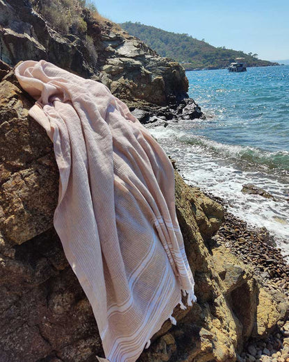 Recycled Cotton Peshtemal Towel - Beige
