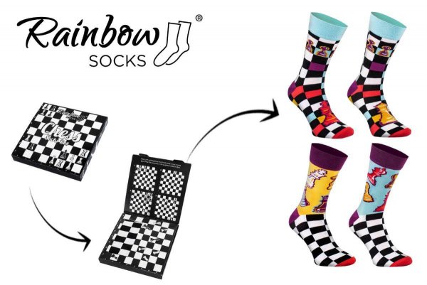 Skarpetki szachowe Rainbow Socks - rozmiar 41-46