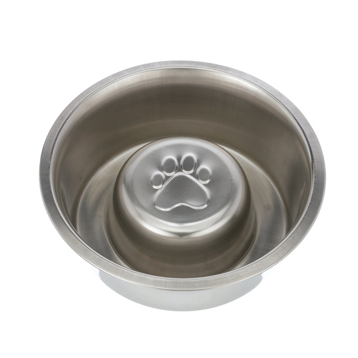 Stainless Steel Slow Feed Replacement Bowl for Neater Feeder top view on a white background.