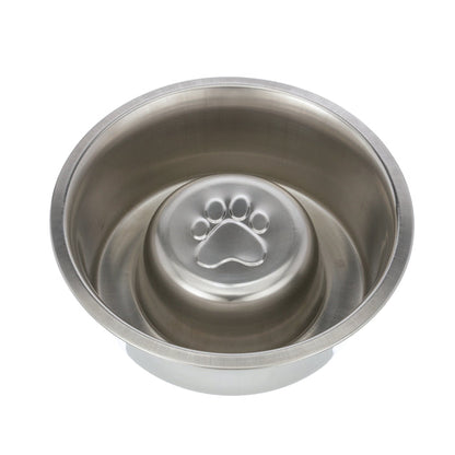 Stainless Steel Slow Feed Replacement Bowl for Neater Feeder top view on a white background.