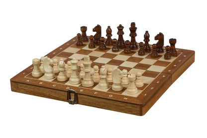 SZACHY MAGNETYCZNE INTARSJOWANE 31 cm (mahoń/klon)