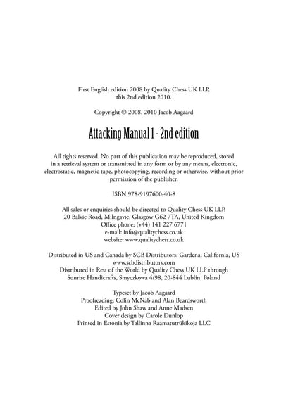 The Attacking Manual 1 2nd edition - by Jacob Aagaard (miękka okładka)