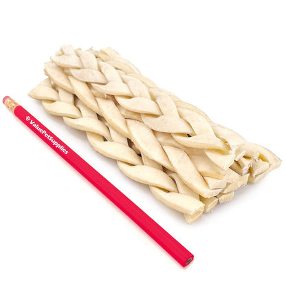 ValueBull Beef Cheek Braid Dog Chews, 5-6 Inch, 100 Count Bulk Pack - Cheek - 100 Braids
