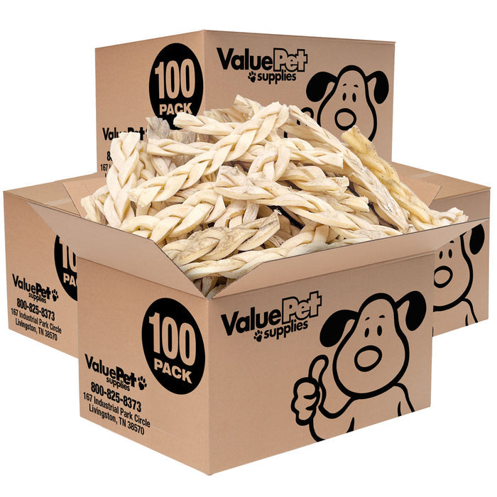 ValueBull Beef Cheek Braid Dog Chews, 5-6 Inch, 400 Count Wholesale Pack - Cheek - 400 Braids