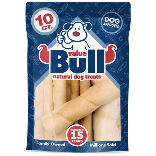 ValueBull Beef Cheek Roll Dog Chews, Jumbo 5-6 Inch, 10 Count - Cheek - 10 Rolls