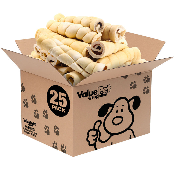 ValueBull Beef Cheek Roll Dog Chews, Jumbo 9-10 Inch, 25 Count Bulk Pack - Beef - 25 Rolls