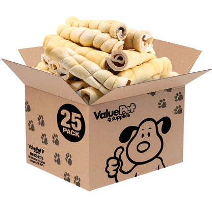 ValueBull Beef Cheek Roll Dog Chews, Jumbo 9-10 Inch, 25 Count Bulk Pack - Beef - 25 Rolls