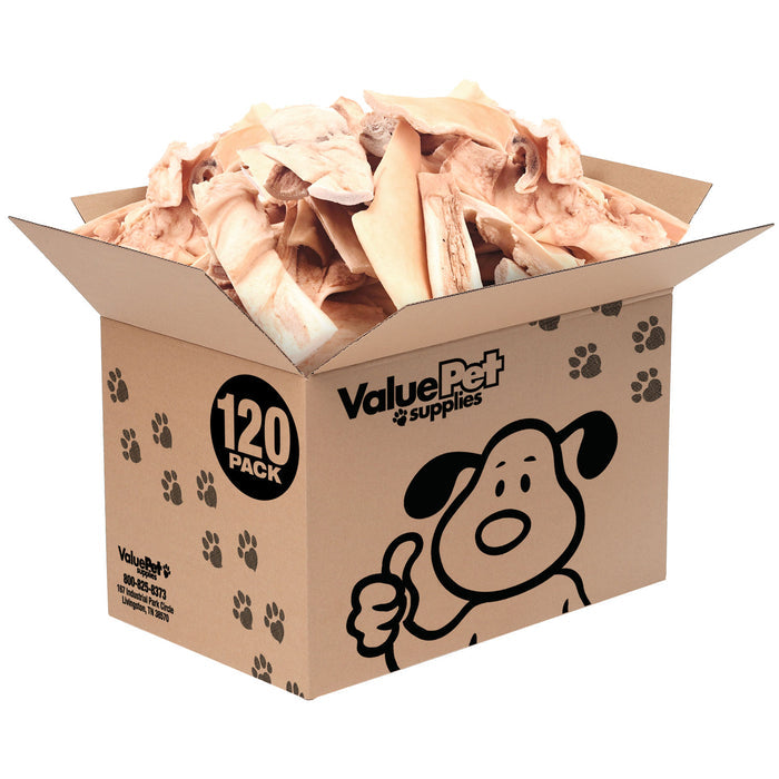 ValueBull Beef Cheek Slice Dog Chews, Thick 4-6 Inch, 120 Count Bulk Pack - Cheek - 120 Slices