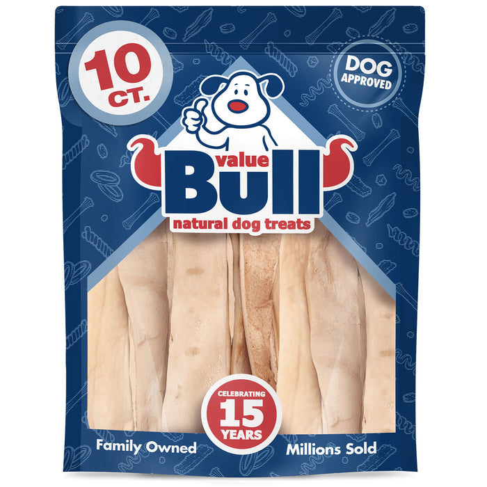 ValueBull Beef Cheek Slice Dog Chews, Thick 9-10 Inch, 10 Count - Thick - 10 Slices