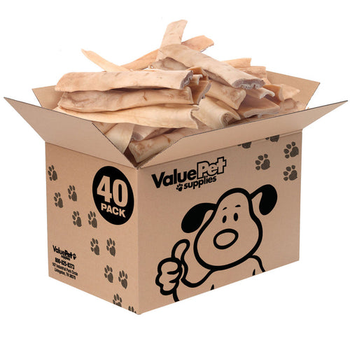 ValueBull Beef Cheek Slice Dog Chews, Thick 9-10 Inch, 40 Count Bulk Pack - Thick - 40 Slices