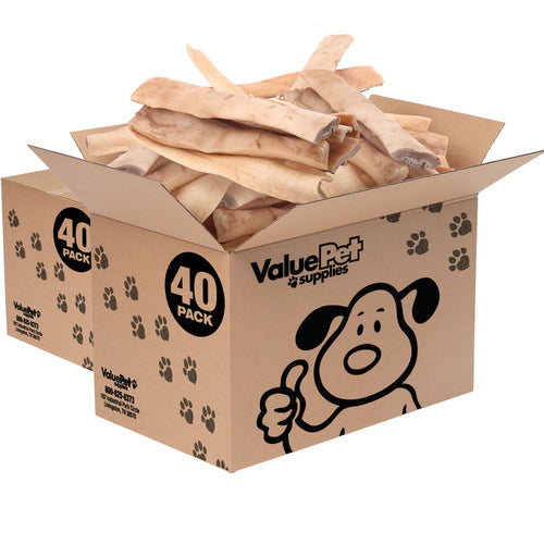 ValueBull Beef Cheek Slice Dog Chews, Thick 9-10 Inch, 80 Count Bulk Pack - Thick - 80 Slices