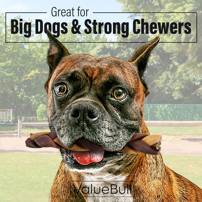 ValueBull Beef Collagen Braids for Dogs, 6 Inch Thick Chews, 10 Count - Thick - 10 Braids