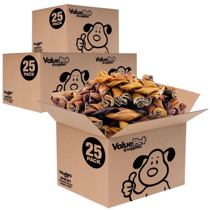 ValueBull Beef Collagen Braids for Dogs, 6 Inch Thick Chews, 100 Count Bulk Pack - Thick - 100 Braids