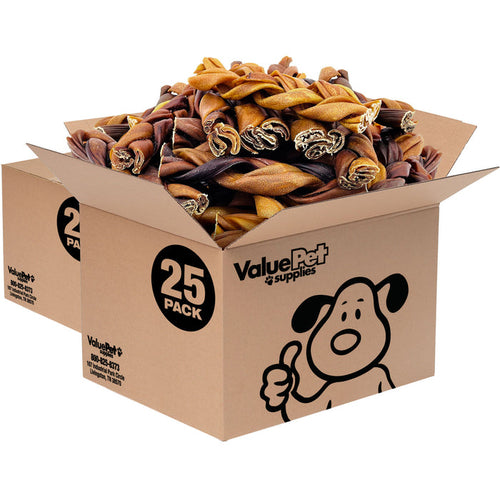 ValueBull Beef Collagen Braids for Dogs, 6 Inch Thick Chews, 50 Count Bulk Pack - Thick - 50 Braids