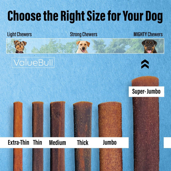 ValueBull Beef Collagen Sticks, 6 Inch Super Jumbo Chews, 25 Count - X-Jumbo - 25 Sticks