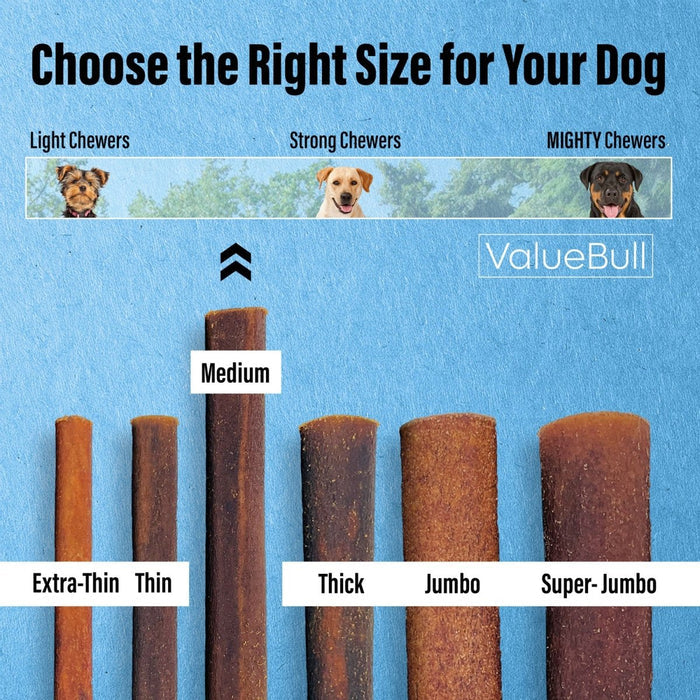 ValueBull Beef Collagen Sticks for Dogs, 12 Inch Medium Chew, 25 Count - Medium - 25 Sticks