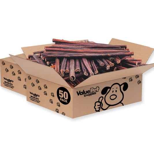 ValueBull Beef Collagen Sticks for Small Dogs, 12 Inch Thin Chew, 100 Count Bulk Pack