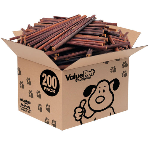 ValueBull Beef Collagen Sticks for Small Dogs, 12 Inch Thin Chew, 200 Count Bulk Pack - Thin - 200 Sticks