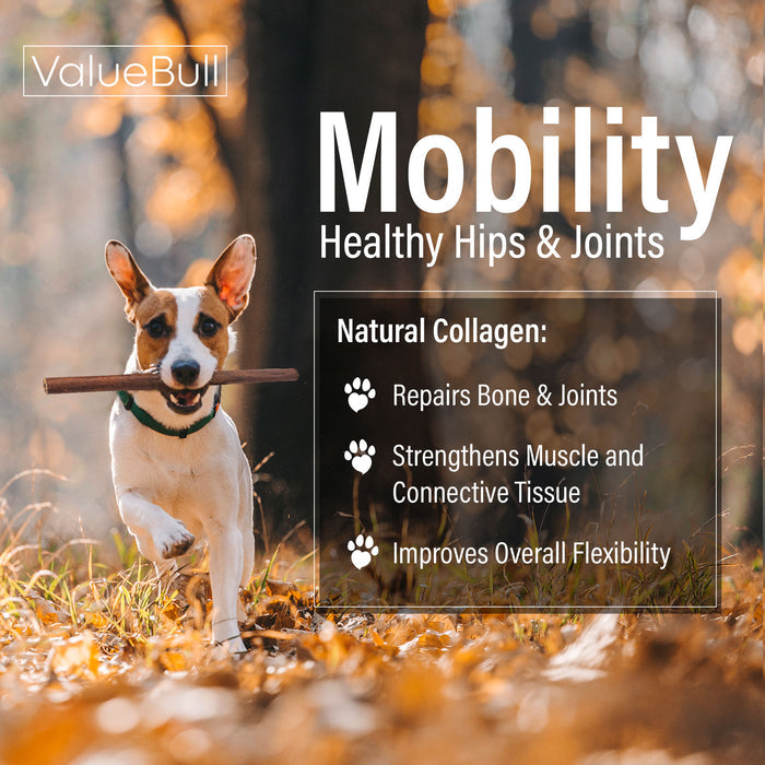 ValueBull Beef Collagen Sticks for Small Dogs, 12 Inch Thin Chew, 25 Count - Thin - 25 Sticks